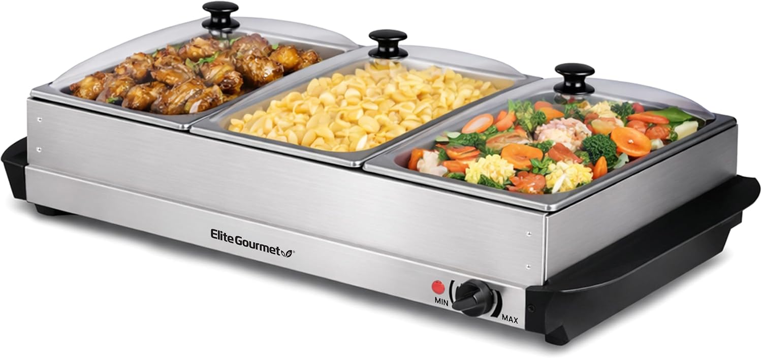 Elite Gourmet EWM-6171 7.5-Qt Triple Buffet Server
